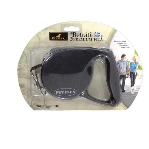 PET FLEX GUIA RETRATIL PREMIUM FITA 3M/25KG PRETA 