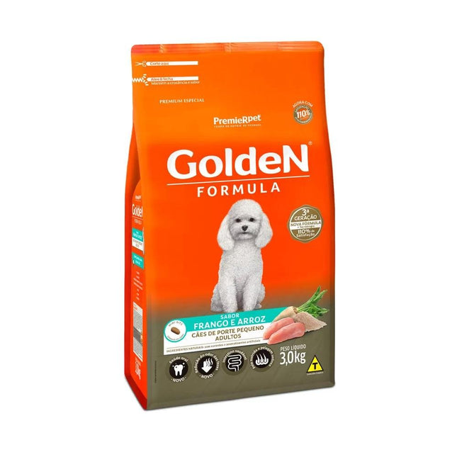 GOLDEN CAES ADULTOS PORTE PEQ. FRANGO/ARROZ 3KG