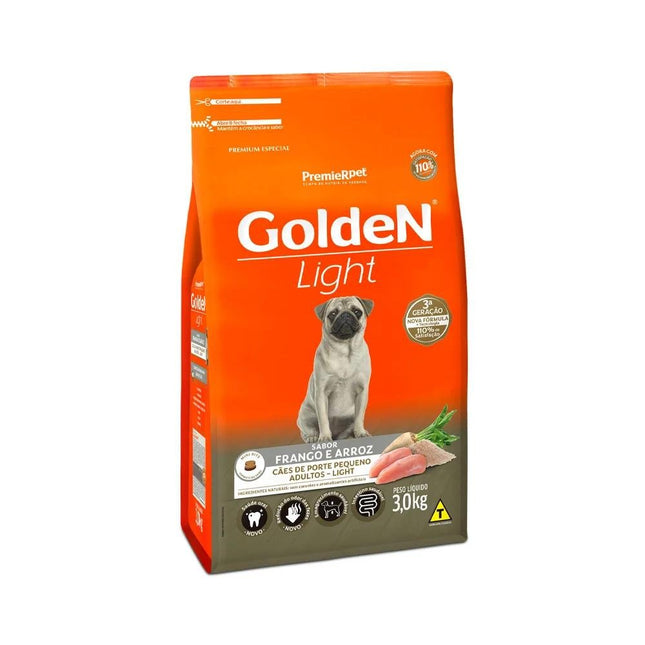 GOLDEN CAES ADULTOS LIGHT PORTE PEQ. FRANGO/ARROZ 3KG
