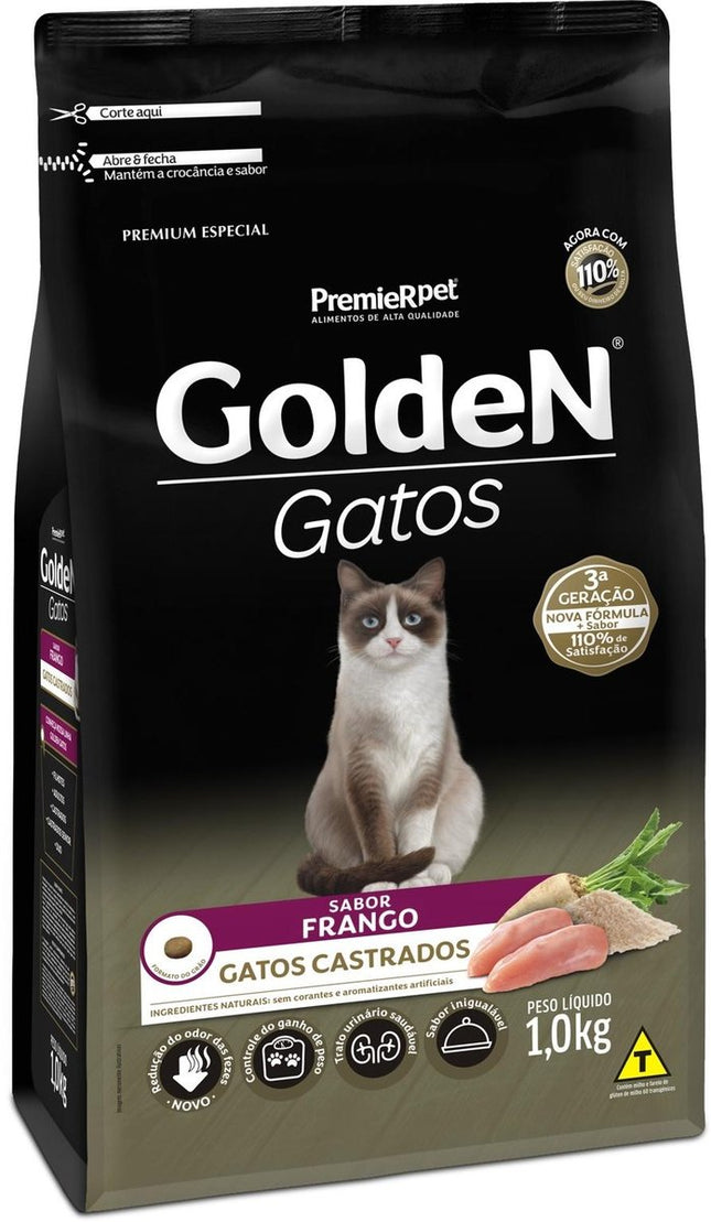 GOLDEN GATOS ADULTOS CASTRADOS FRANGO 1KG