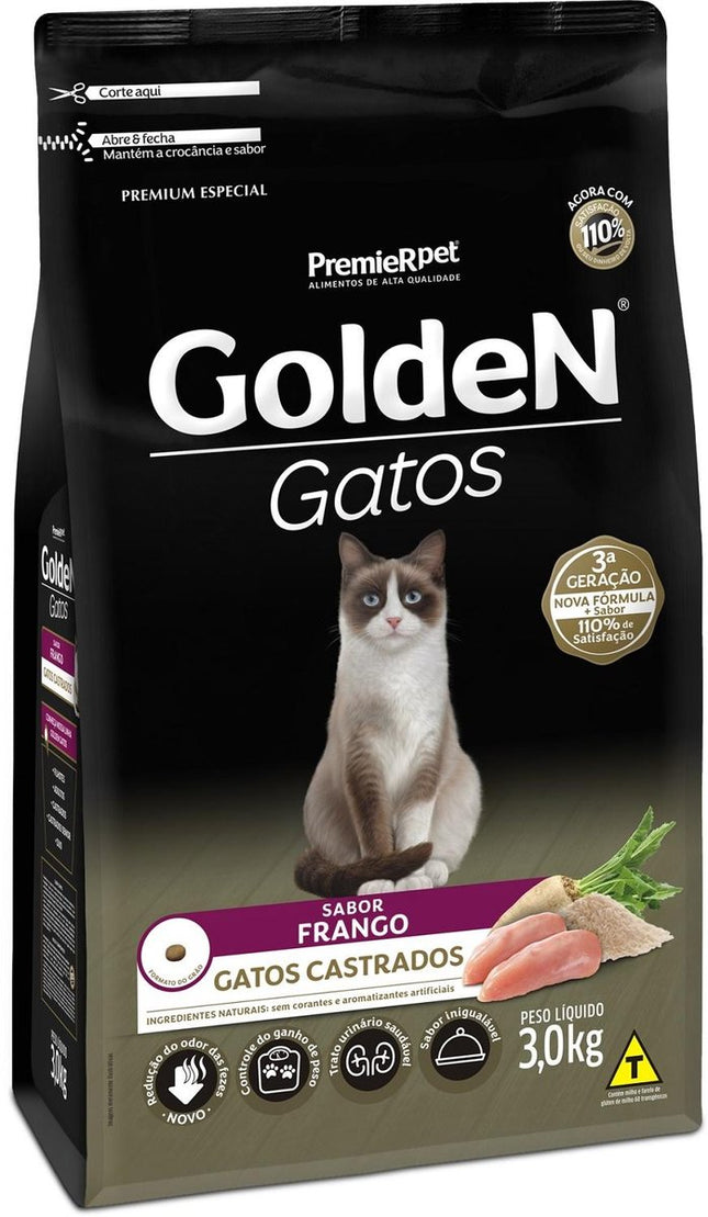 GOLDEN GATOS ADULTOS CASTRADOS FRANGO 3KG