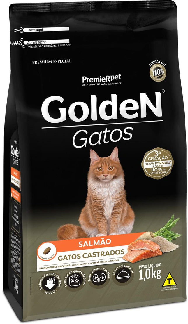 GOLDEN GATOS ADULTOS CASTRADOS SALMAO 1KG