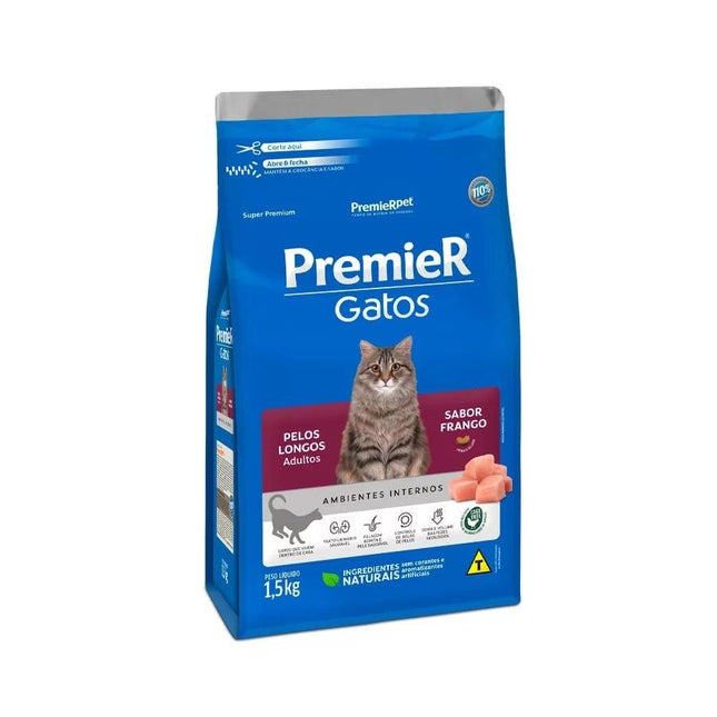 PREMIER GATOS ADULTOS PELOS LONGOS FRANGO 1,5KG