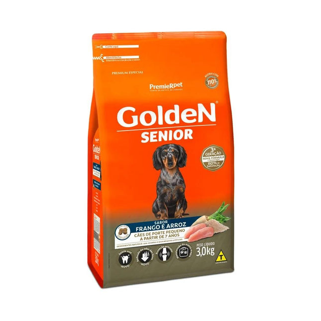 GOLDEN CAES SENIOR PORTE PEQ. FRANGO/ARROZ 3KG