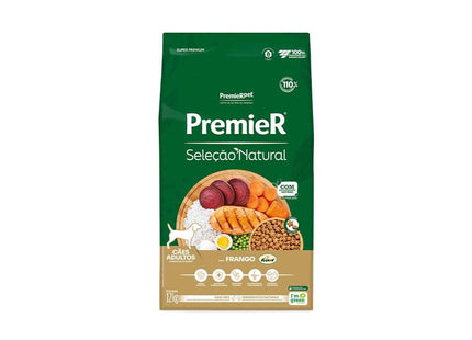 PREMIER SEL. NAT. CAES ADULTOS FRANGO 12KG