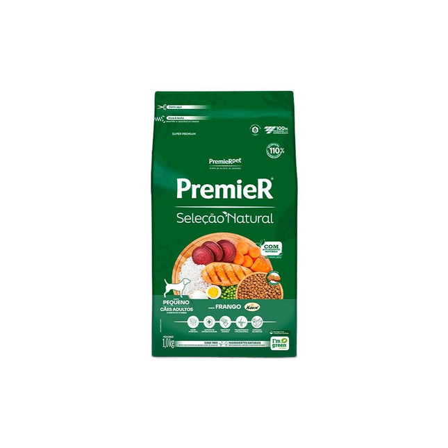 PREMIER SEL. NAT. CAES ADULTOS PORTE PEQ. FRANGO 1KG