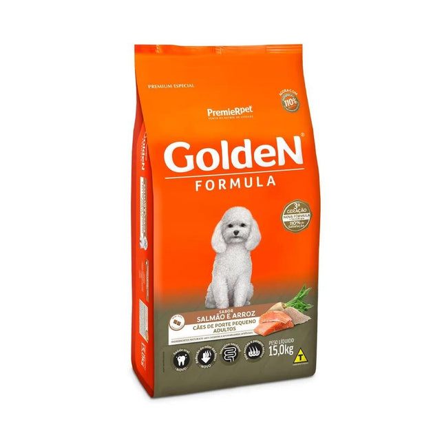 GOLDEN CAES ADULTOS PORTE PEQ. SALMAO/ARROZ 15KG