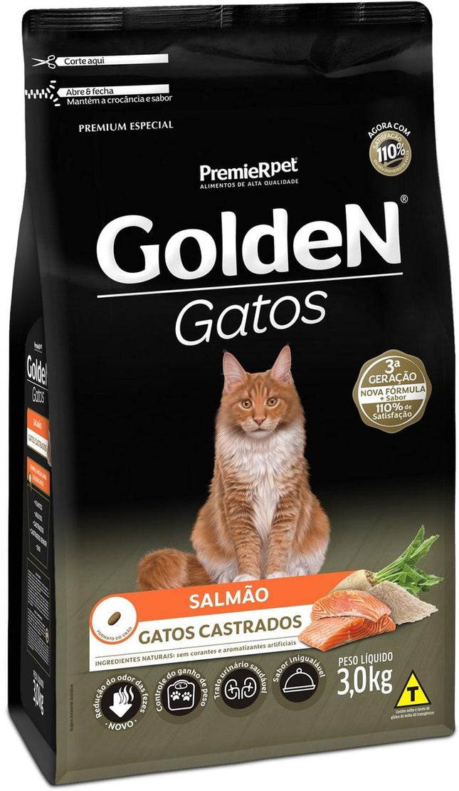 GOLDEN GATOS ADULTOS CASTRADOS SALMAO 3KG