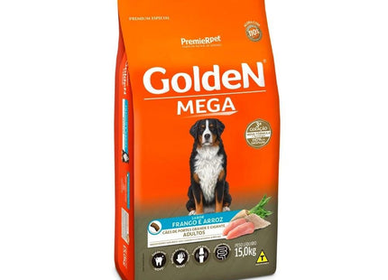 GOLDEN CAES MEGA ADULTOS FRANGO/ARROZ 15KG