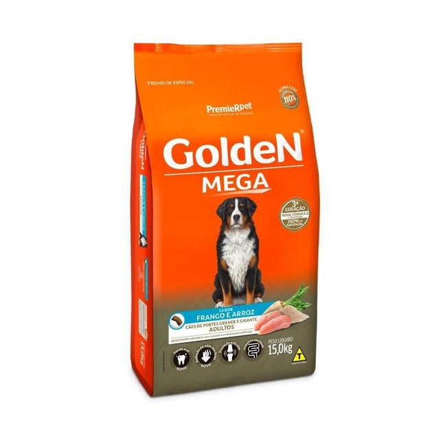GOLDEN CAES MEGA ADULTOS FRANGO/ARROZ 15KG