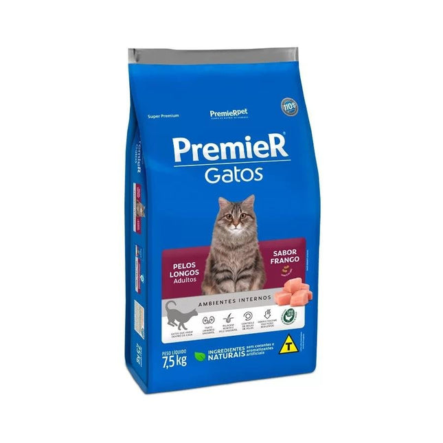 PREMIER GATOS ADULTOS PELOS LONGOS FRANGO 7,5KG
