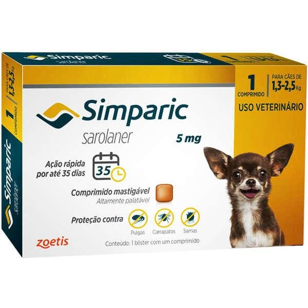ZOETIS SIMPARIC CAES 1,3 A 2,5KG 5MG - 1 COMPRIMIDO