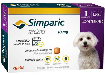 ZOETIS SIMPARIC CAES 2,6 A 5KG 10MG - 1 COMPRIMIDO