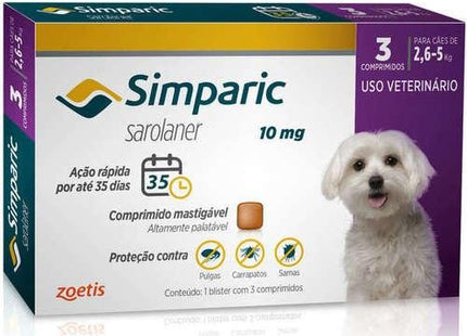 ZOETIS SIMPARIC CAES 2,6 A 5KG 10MG - 3 COMPRIMIDOS