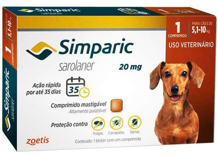 ZOETIS SIMPARIC CAES 5,1 A 10KG 20MG - 1 COMPRIMIDO