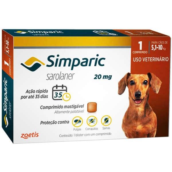 ZOETIS SIMPARIC CAES 5,1 A 10KG 20MG - 1 COMPRIMIDO