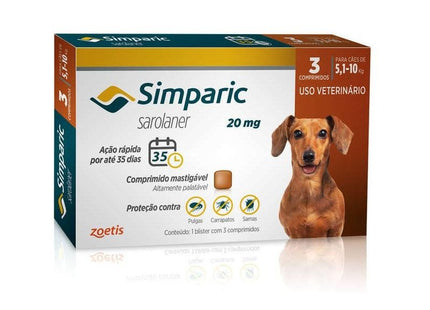 ZOETIS SIMPARIC CAES 5,1 A 10KG 20MG - 3 COMPRIMIDOS