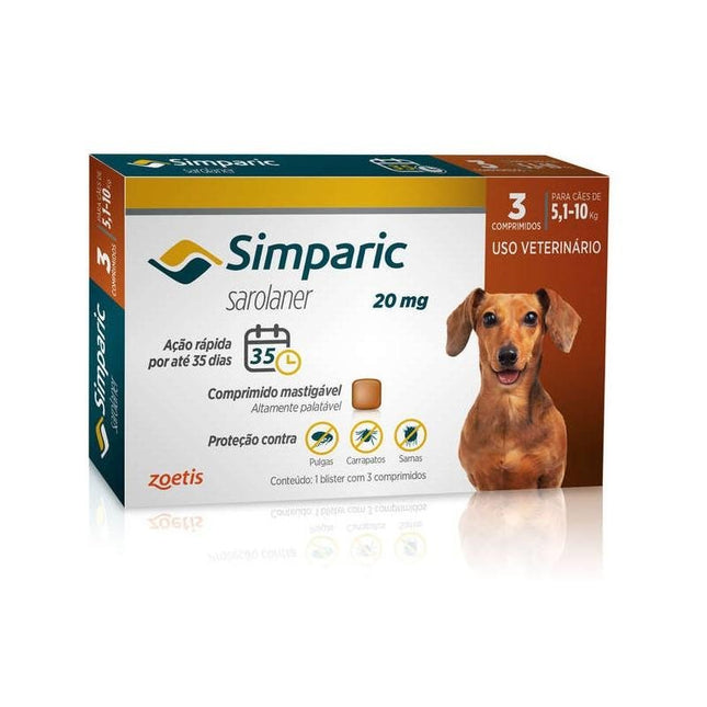 ZOETIS SIMPARIC CAES 5,1 A 10KG 20MG - 3 COMPRIMIDOS