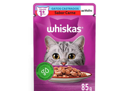 WHISKAS SACHE CASTRADOS CARNE AO MOLHO 85G