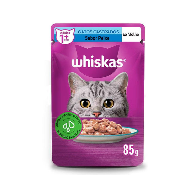 WHISKAS SACHE CASTRADOS PEIXE AO MOLHO 85G
