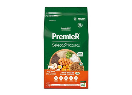 PREMIER SEL. NAT. CAES ADULTOS PORTE PEQ. FRA/CHI/QUI 2,5KG