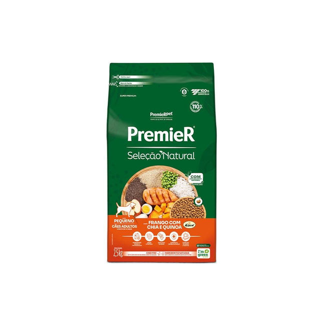 PREMIER SEL. NAT. CAES ADULTOS PORTE PEQ. FRA/CHI/QUI 2,5KG